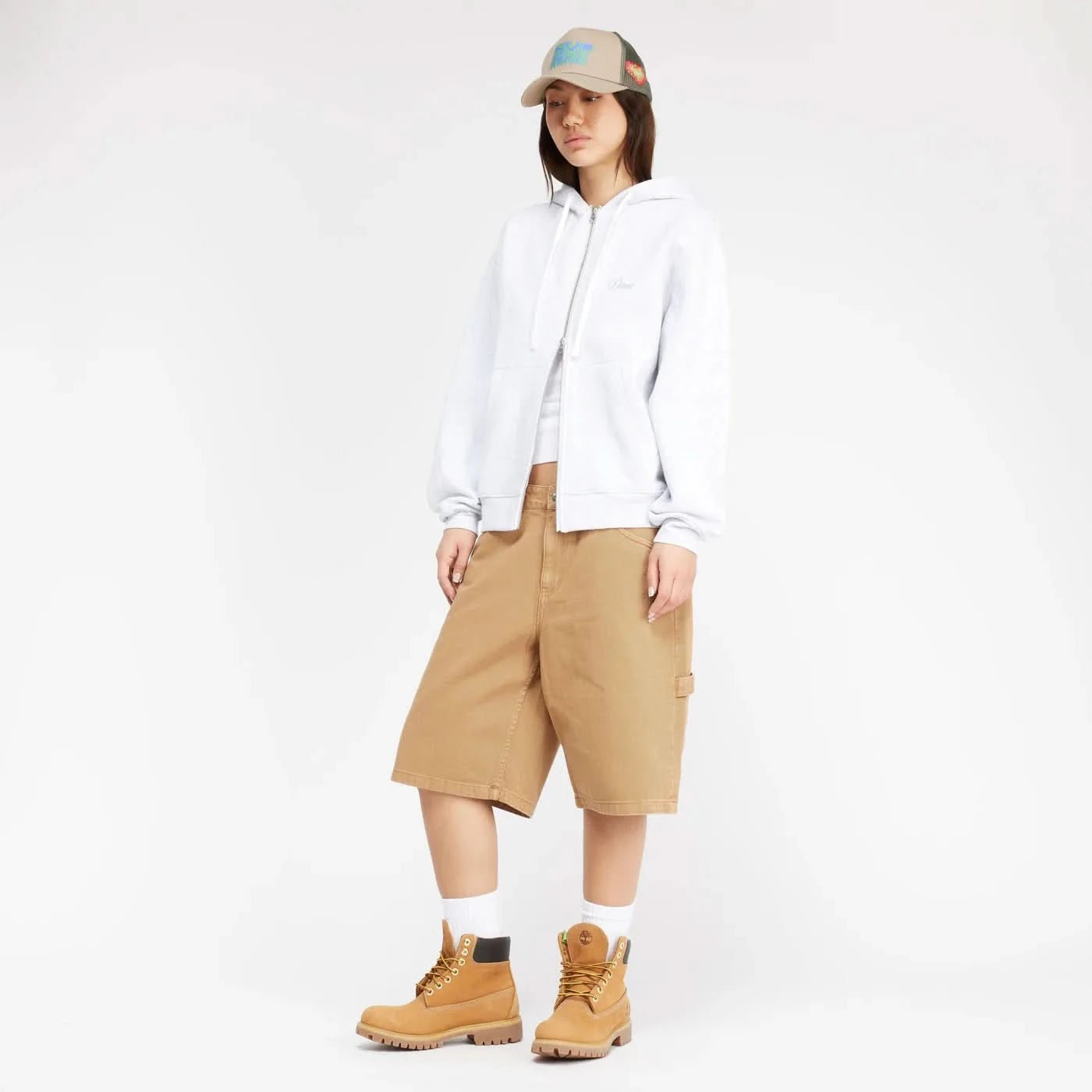 Dime MTL Cursive Zip Hoodie Ash - Gallery Streetwear