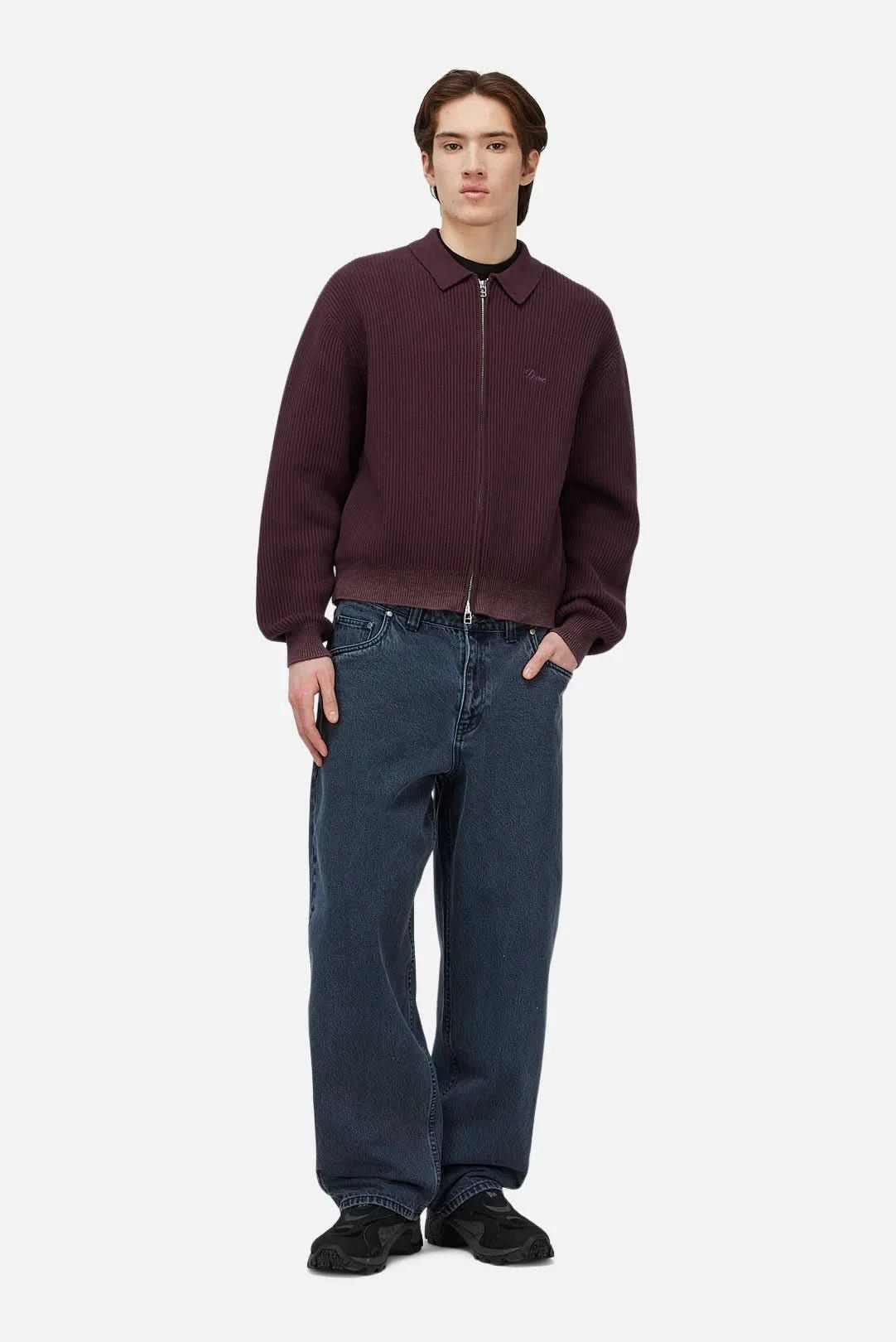 Dime MTL Double Zip Knit - Wine - Gallery Streetwear