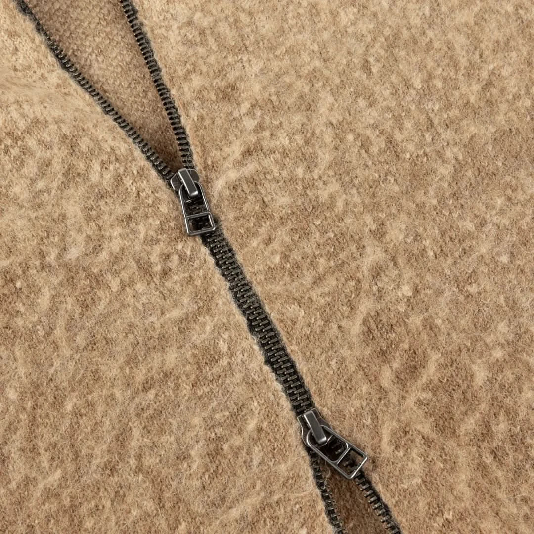 Dime MTL Mohair Double Zip Knit Camel - Gallery Streetwear