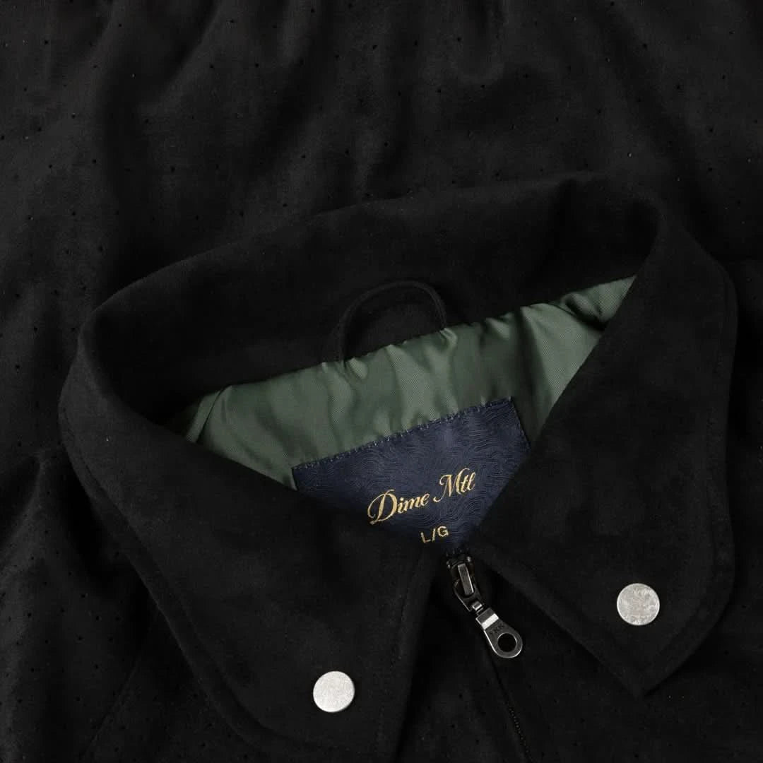 Dime MTL Perforated Faux Suede Jacket - Black - Gallery Streetwear