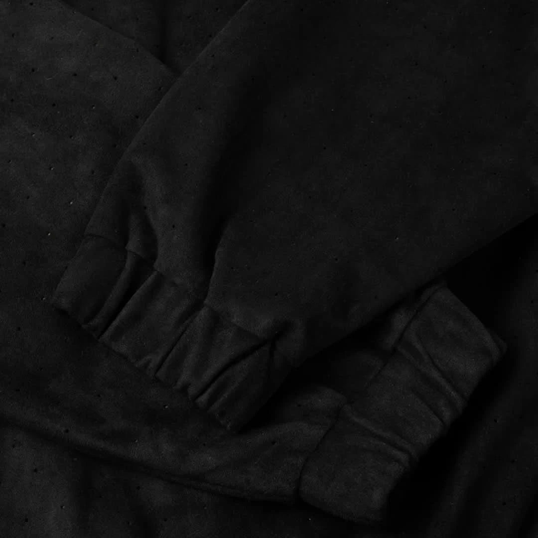 Dime MTL Perforated Faux Suede Jacket - Black - Gallery Streetwear