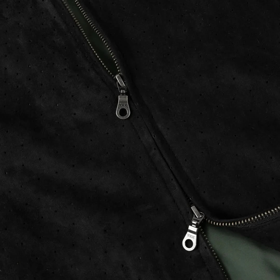 Dime MTL Perforated Faux Suede Jacket - Black - Gallery Streetwear