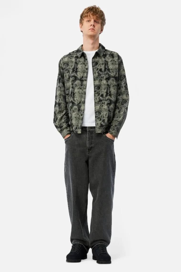 Dime MTL Plaid Flannel Shirt – Bleached Black - Gallery Streetwear