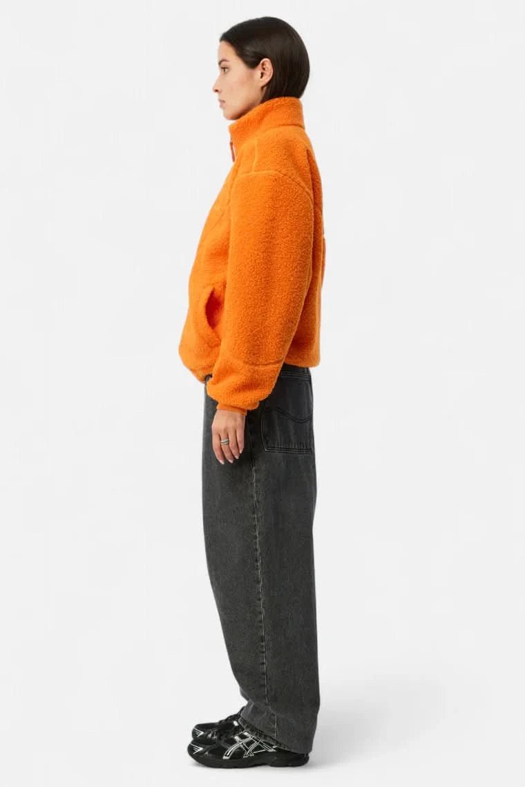 Dime MTL Polar Fleece Sherpa Zip – Orange - Gallery Streetwear