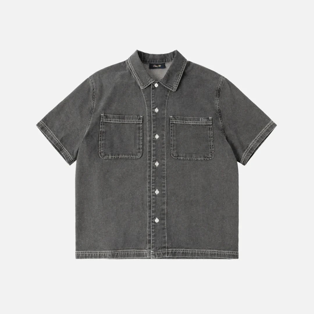 Dime MTL Stonewash Button Up - Washed Black - Gallery Streetwear
