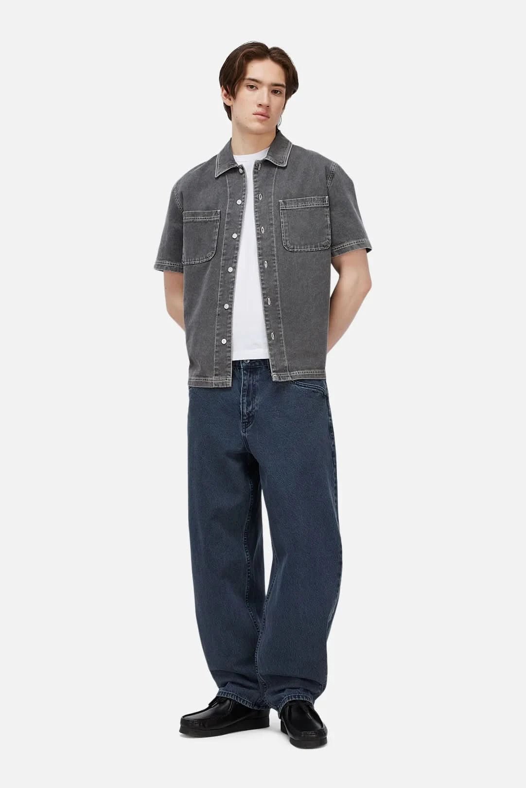 Dime MTL Stonewash Button Up - Washed Black - Gallery Streetwear
