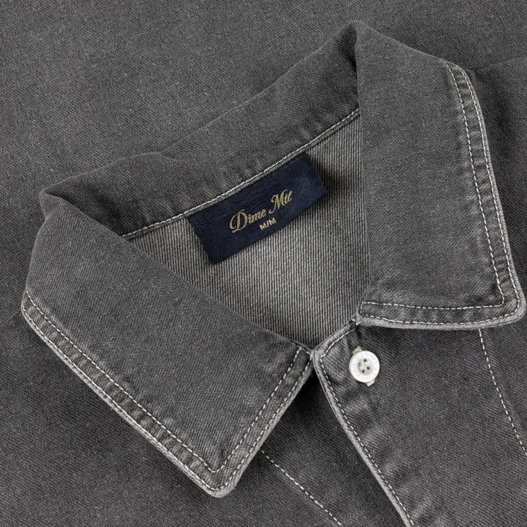 Dime MTL Stonewash Button Up - Washed Black - Gallery Streetwear