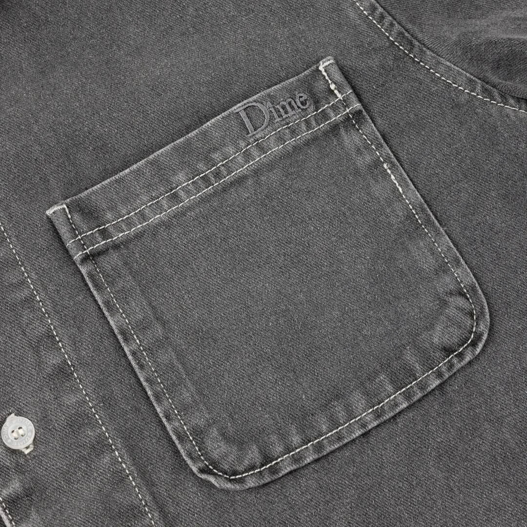 Dime MTL Stonewash Button Up - Washed Black - Gallery Streetwear