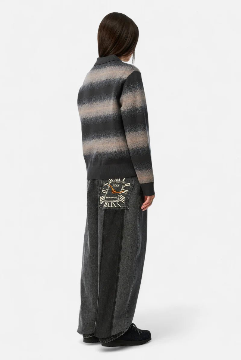 Dime MTL Striped Rugby Knit – Charcoal Multi - Gallery Streetwear