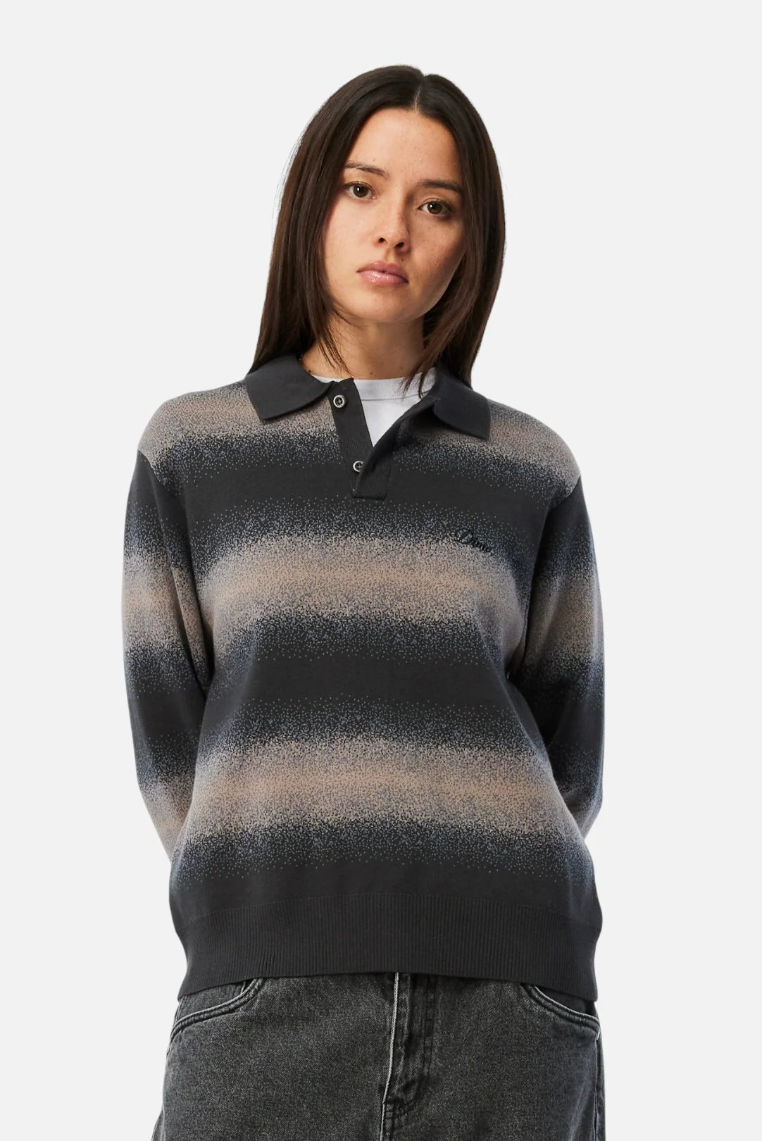 Dime MTL Striped Rugby Knit – Charcoal Multi - Gallery Streetwear