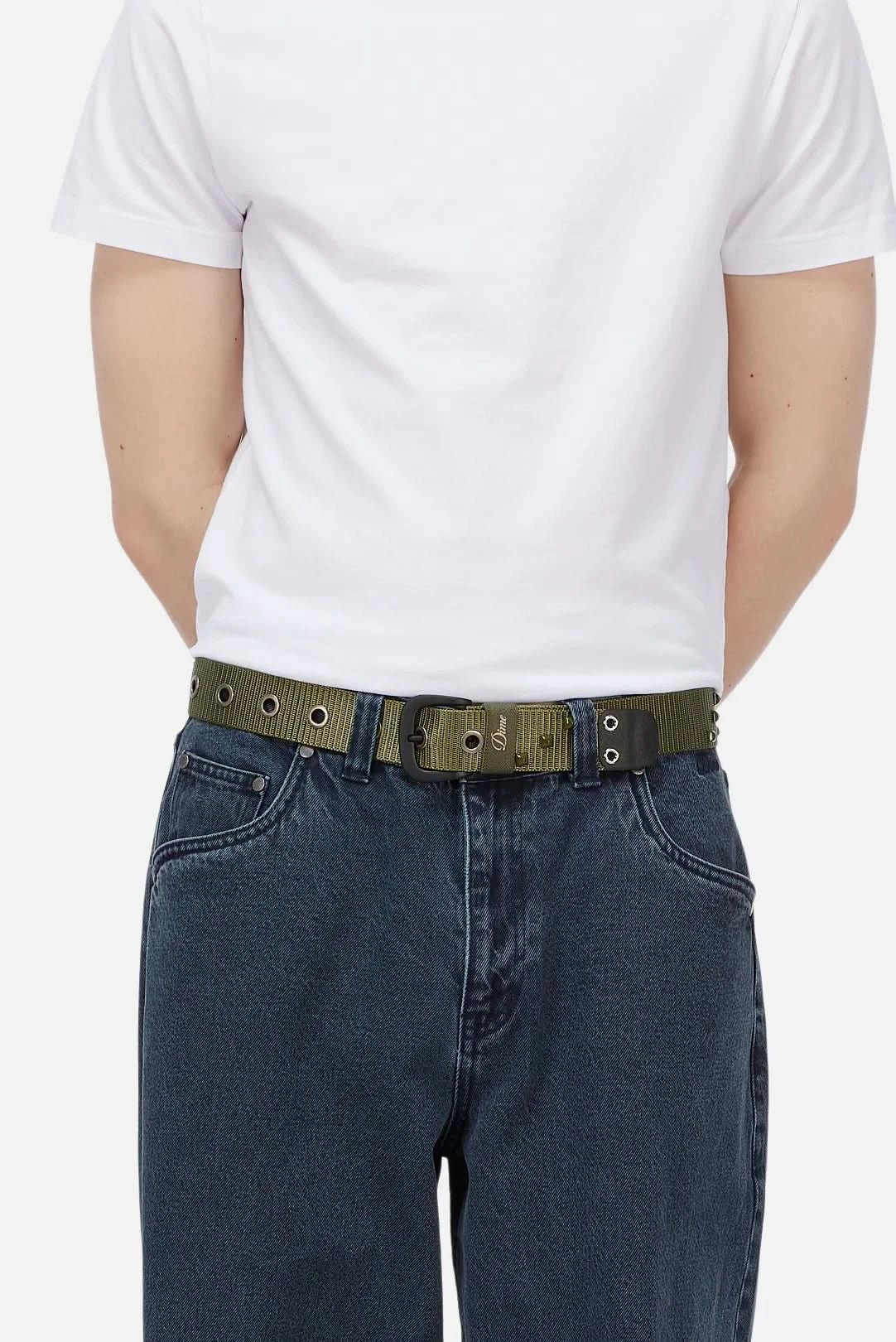 Dime MTL Studded Belt - Army Green - Gallery Streetwear