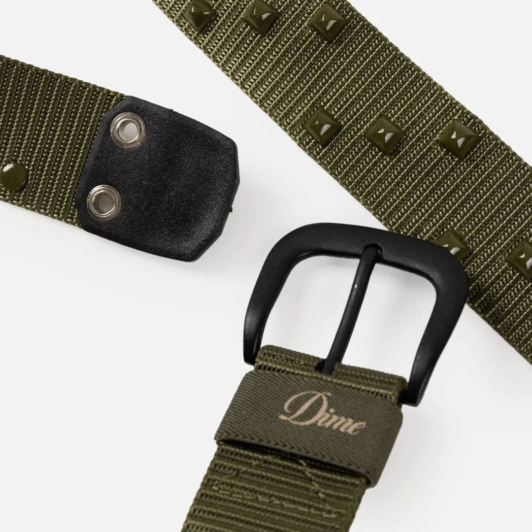 Dime MTL Studded Belt - Army Green - Gallery Streetwear