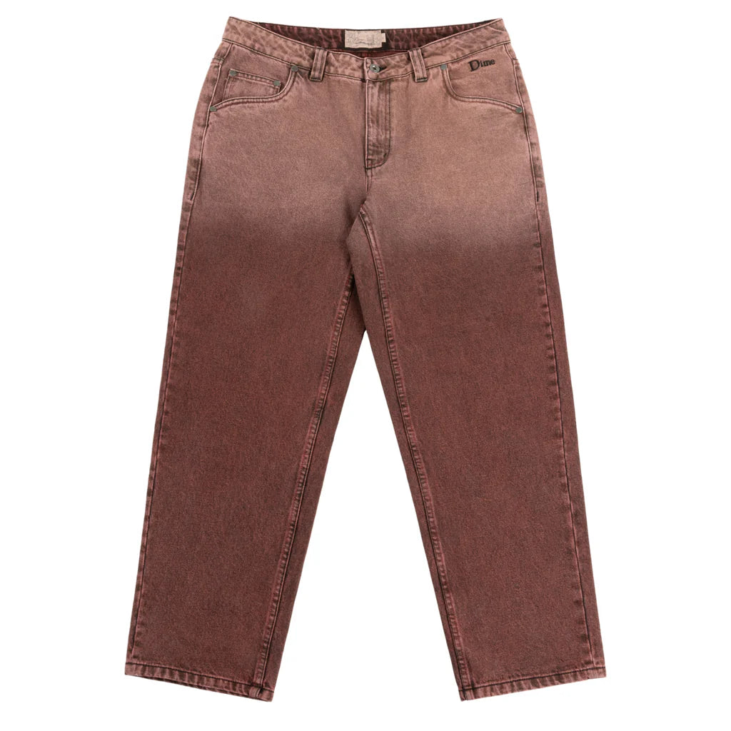 Dime MTL | Classic Relaxed Denim Pant | Dipped Sandblasted Burgundy front