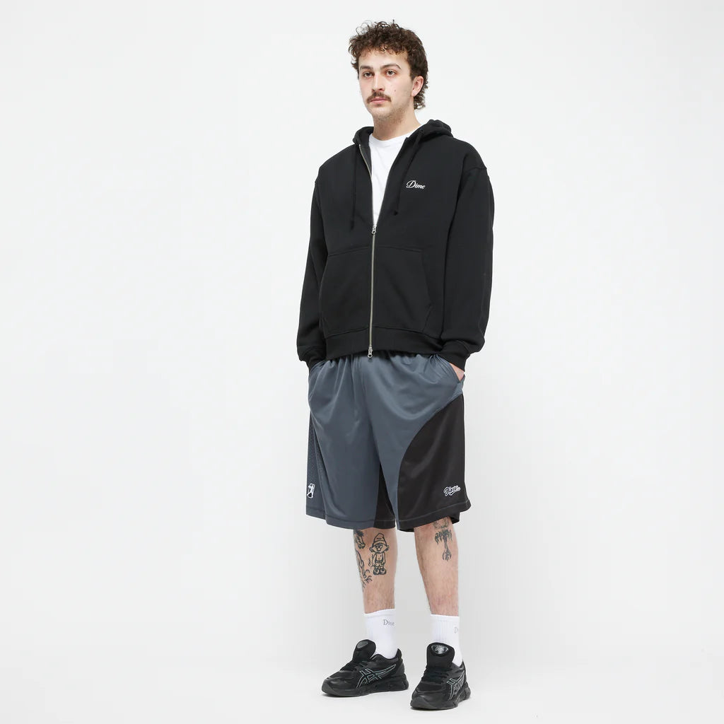 Dime MTL | Cursive Zip Hoodie Black - model