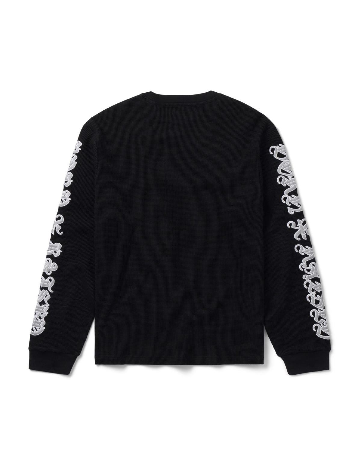Born X Raised Gothic Embroidered Waffle Thermal – Black