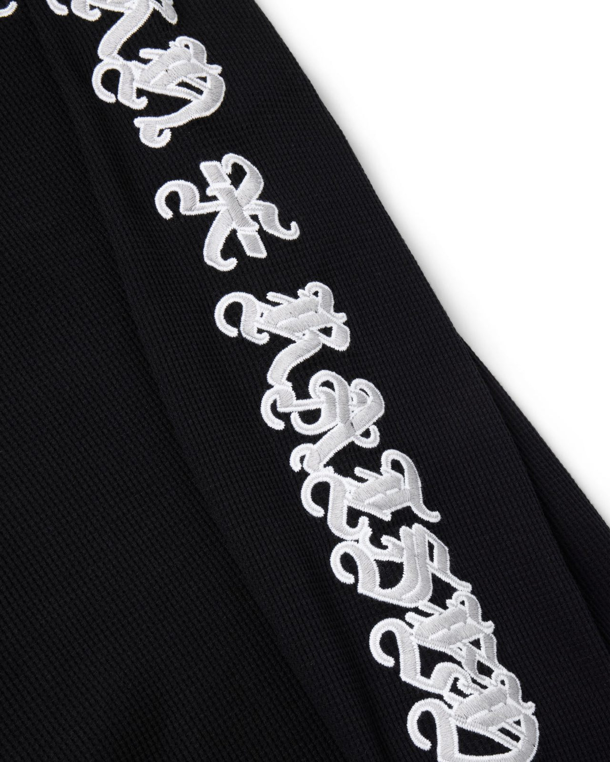 Born X Raised Gothic Embroidered Waffle Thermal – Black