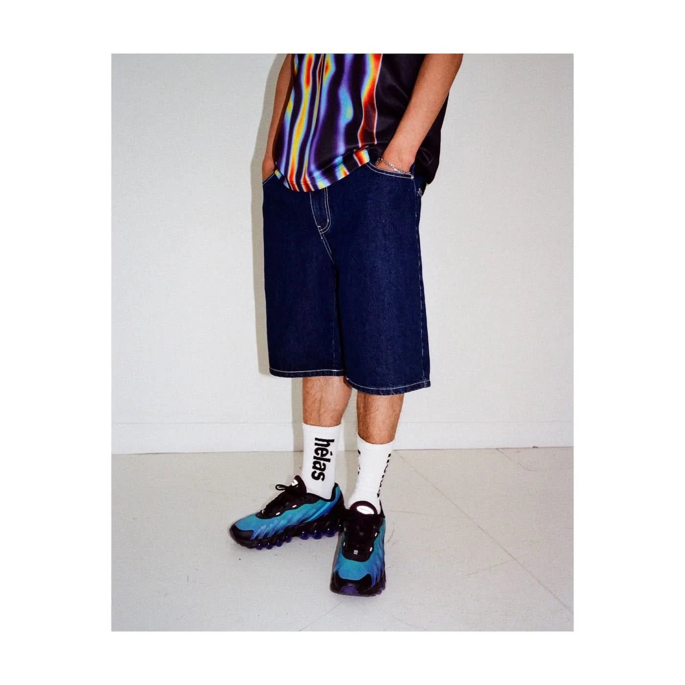 Helas Dieu Grec Jean Shorts - Washed Navy - Gallery Streetwear