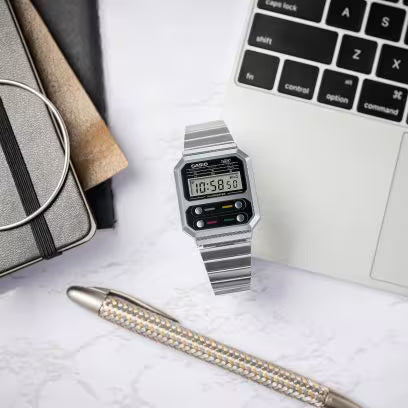 Casio A100WE-1A Watch Silver — Side View | Gallery Streetwear Kelowna