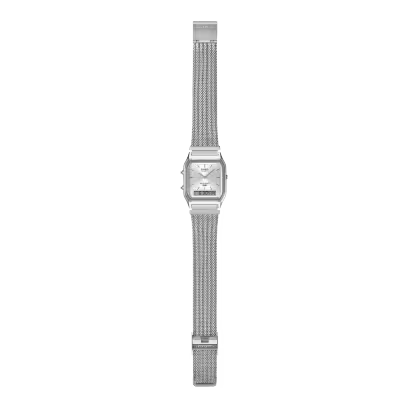 Casio AQ-230EM-7A Watch Silver/White Mesh — View 5 | Gallery Streetwear Kelowna