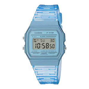 Casio Digital Watch F‑91WS‑2 — Blue Resin now available at Gallery Streetwear Canada, Kelowna's best streetwear accessory store