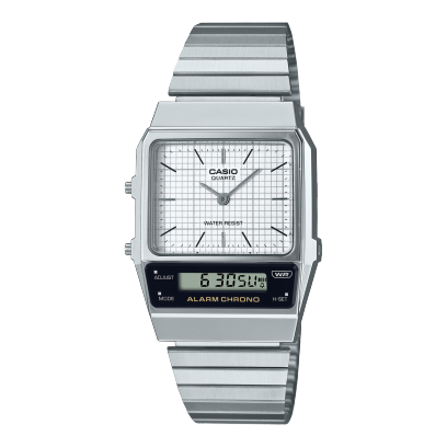Casio AQ-800E-7A silver analog-digital watch on stainless steel band