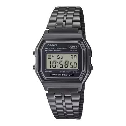 Casio A158WETB-1A Black Stainless Steel Watch