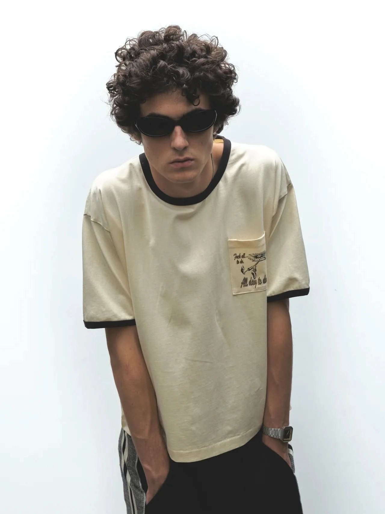 Jungles Jungles F*ck All To Do Ringer Tee - Cream/Black - Gallery Streetwear
