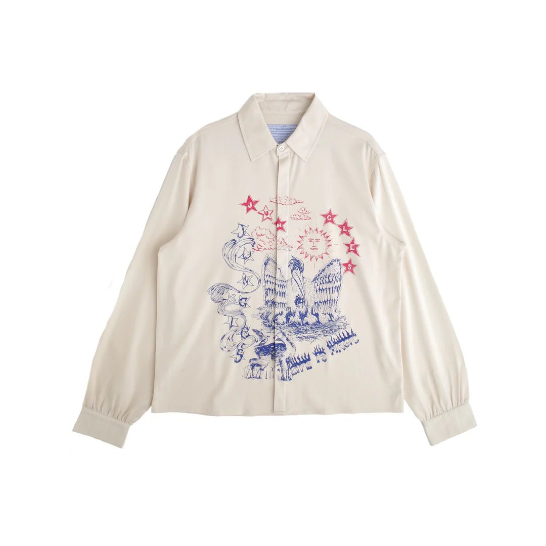 Jungles Jungles Scribbles Satin Shirt – Matte Satin Button - Up Shirt - Gallery Streetwear