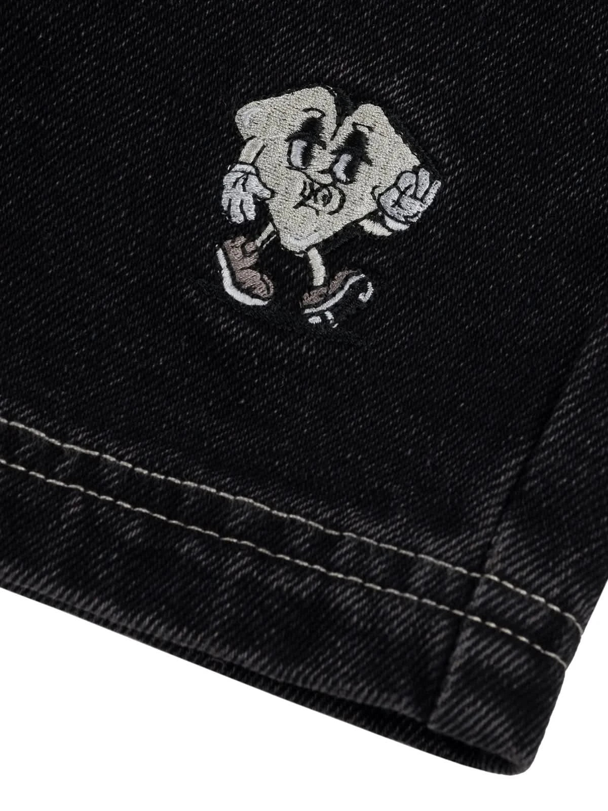 Loviah Heartman Denim Shorts – Black Wash Skate Shorts - Gallery Streetwear