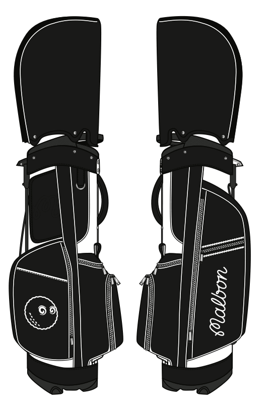 Malbon Golf Evergreen Stand Bag - Black / White - Gallery Streetwear
