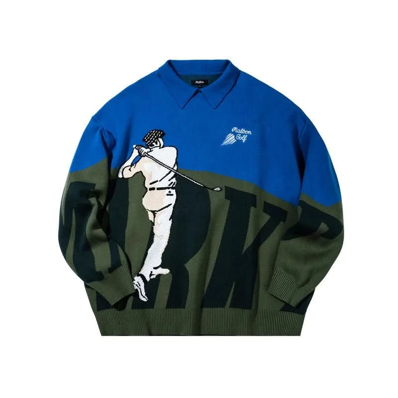 【Malbon】ゴルフウェア★Knit hybrid long-sleeved polo shirt マルボンゴルフ（Malbon Glolf）（メンズ）ゴルフウェア Murray
