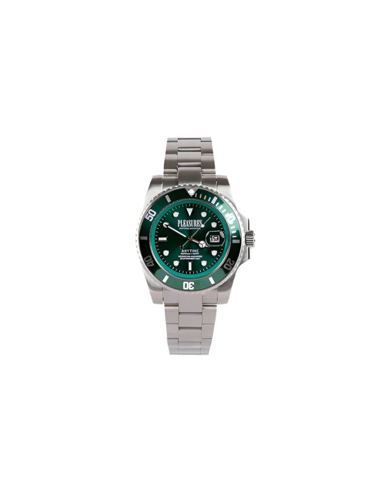 Pleasures Anytime Watch – Green Stainless Steel Streetwear Timepiece - Gallery Streetwear