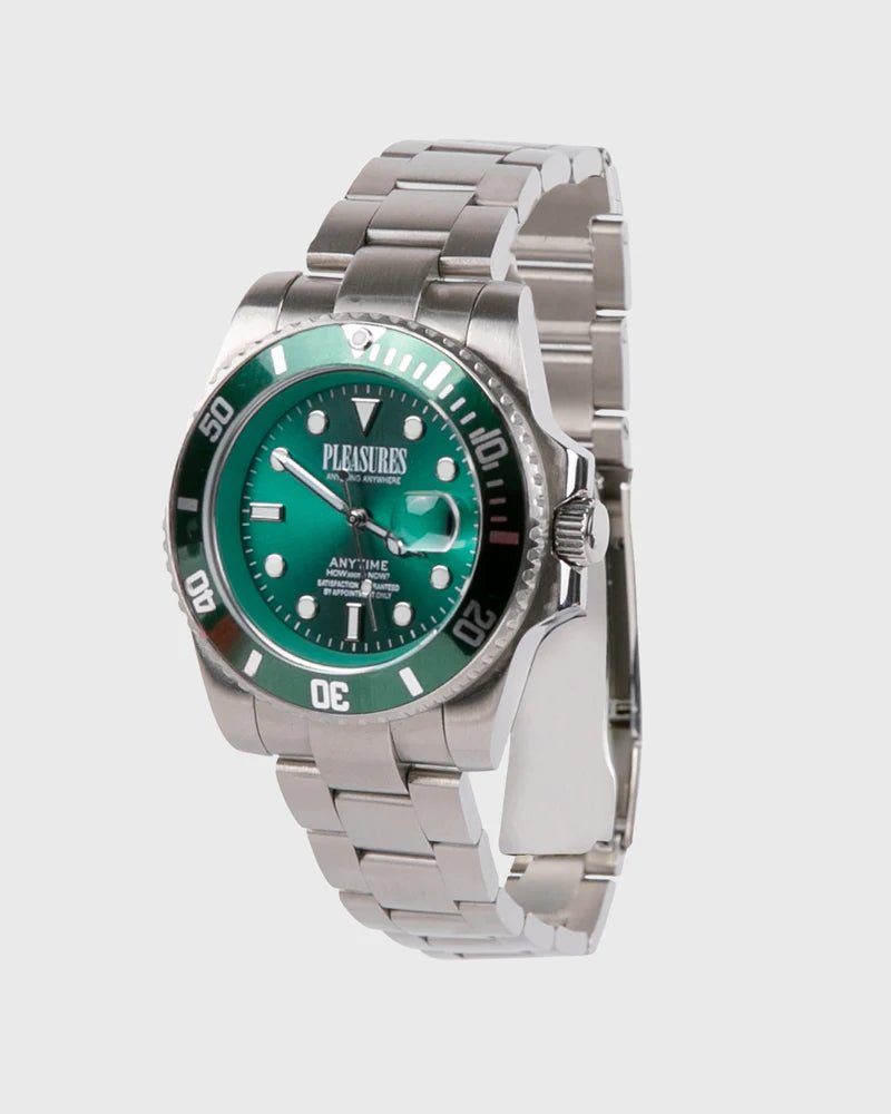 Pleasures Anytime Watch – Green Stainless Steel Streetwear Timepiece - Gallery Streetwear