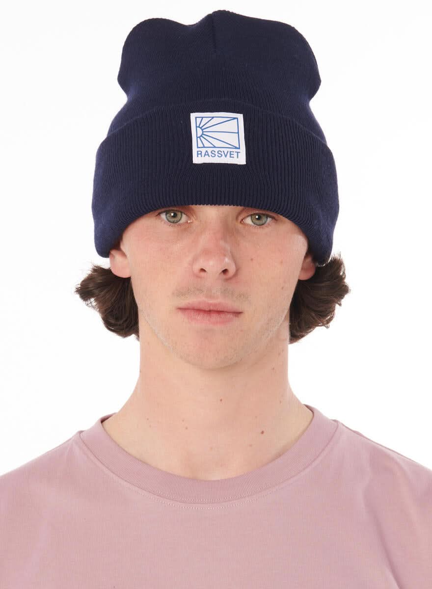 Rassvet Logo Tag Beanie Knit – Navy - Gallery Streetwear