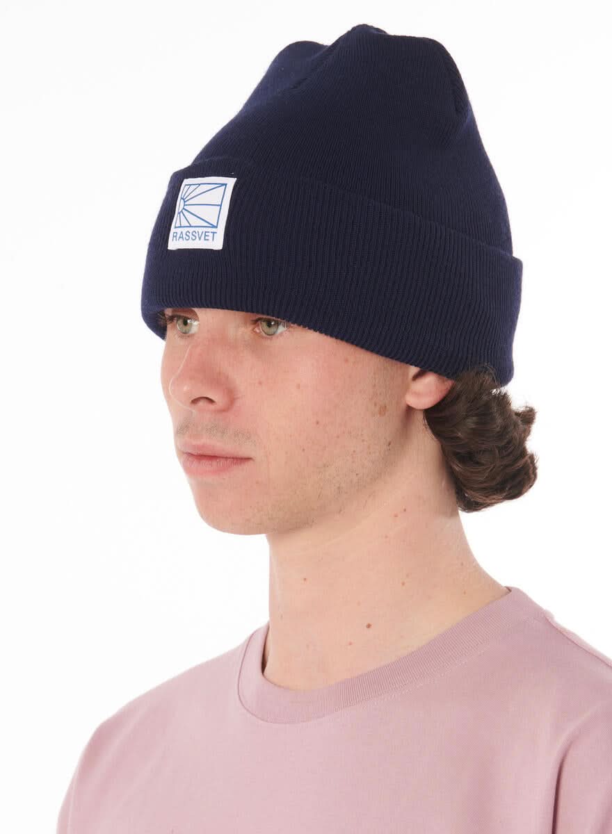 Rassvet Logo Tag Beanie Knit – Navy - Gallery Streetwear