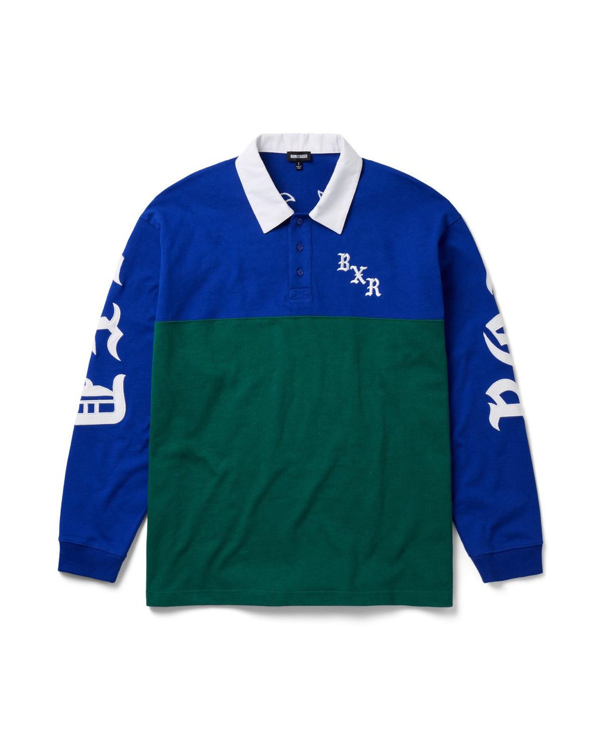 Born X Raised Color Blocked Rugby Shirt – Blue / Green