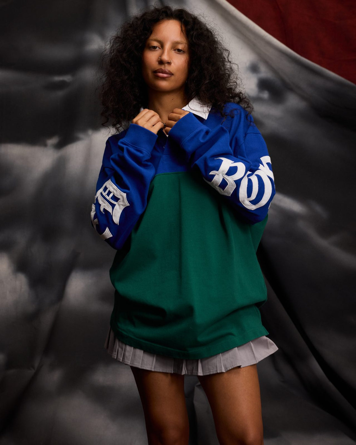 Born X Raised Color Blocked Rugby Shirt – Blue / Green