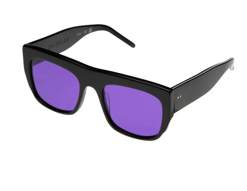 Spitfire Cut 117 – Black Oversized Sunglasses with Purple Lenses - Gallery Streetwear