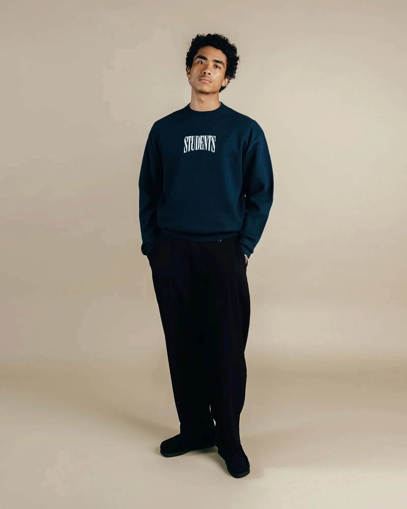 Students Golf Cade Knit Crew Sweater - Navy - Gallery Streetwear