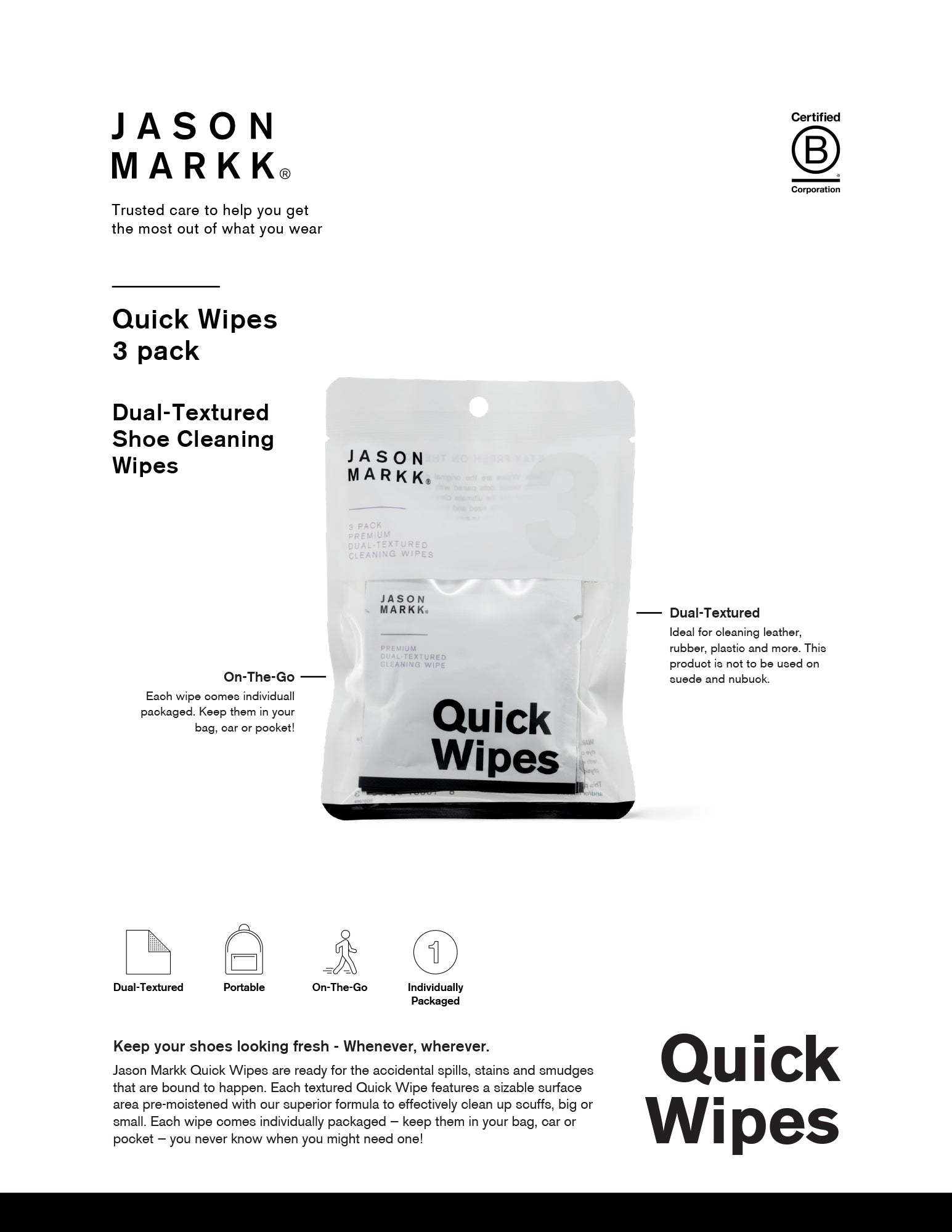 Jason Markk Quick Wipes 3-Pack