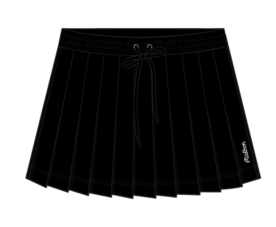 Malbon Golf Giselle Skirt in Black — women's pleated performance golf skirt, front view