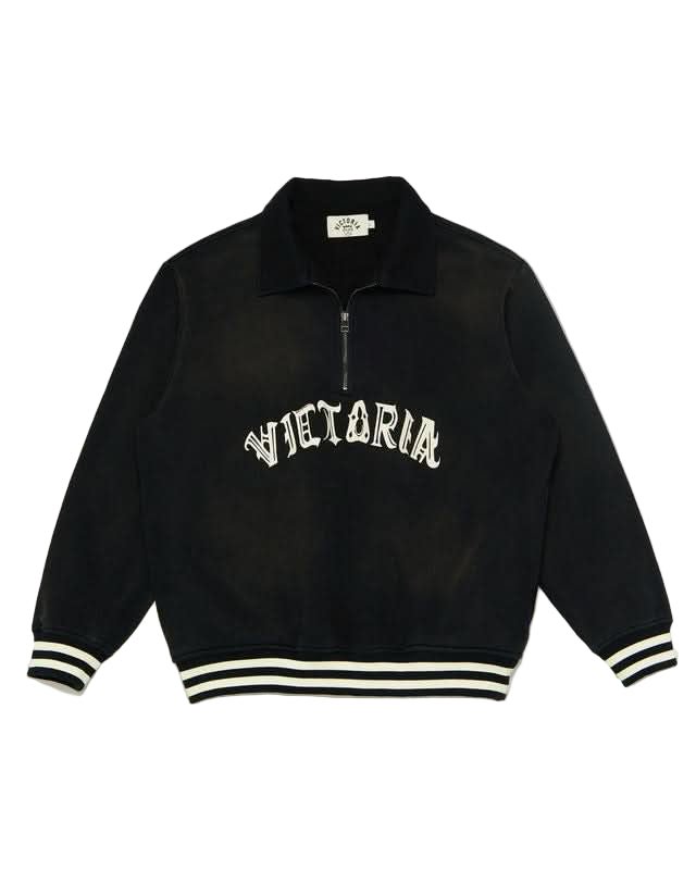 Victoria HK | Handdrawn Gothic Half Zip Sweatshirt - Gallery Streetwear