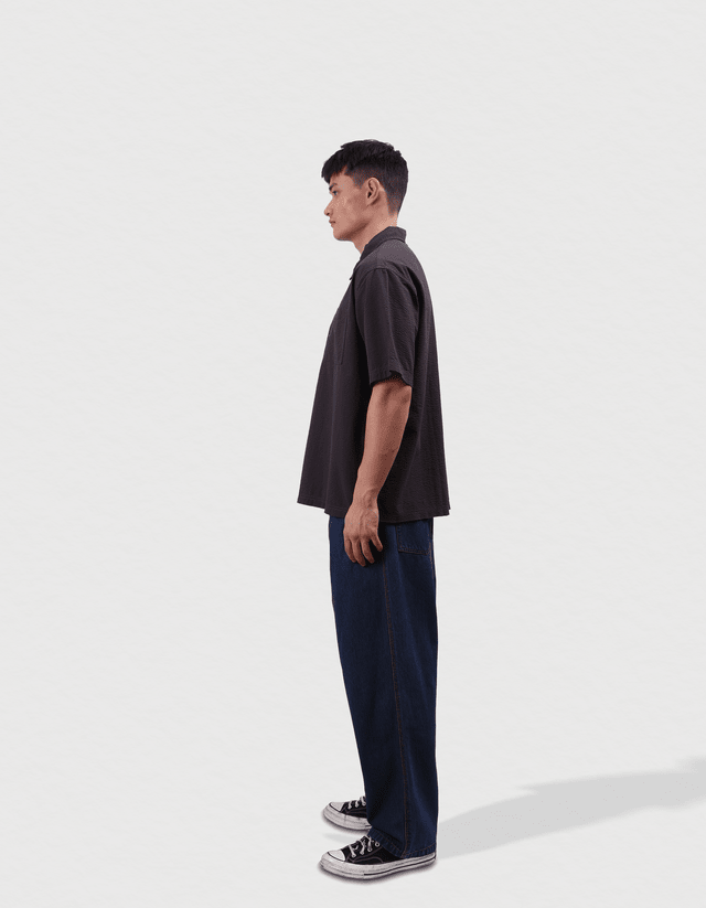 Victoria HK Seersucker Quarter Zip Shirt - Gallery Streetwear