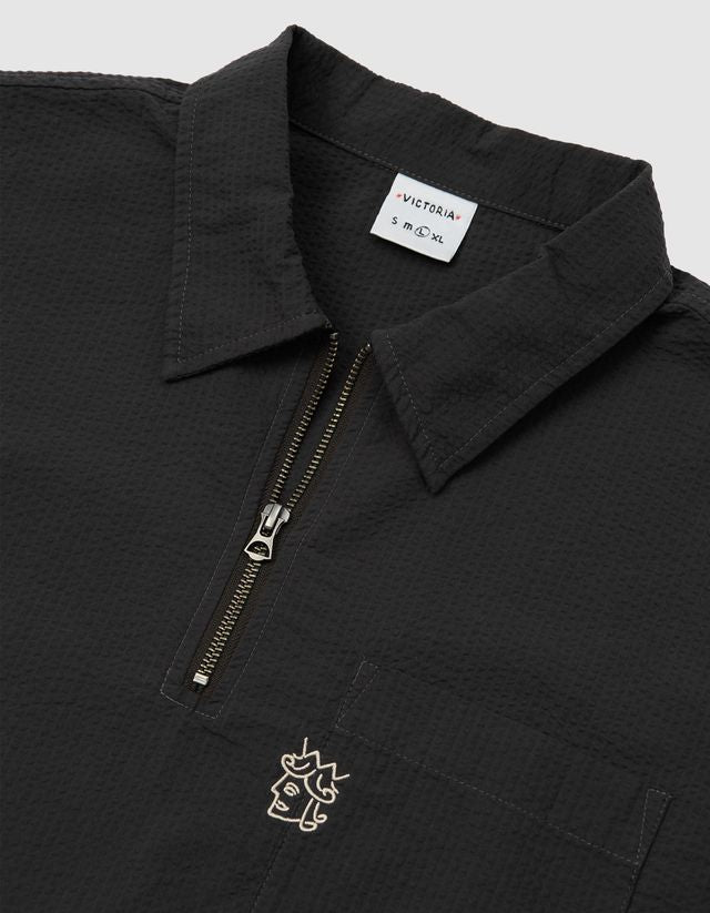 Victoria HK Seersucker Quarter Zip Shirt - Gallery Streetwear